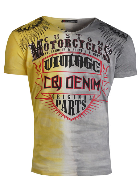 T-SHIRT CIPO BAXX CT526 ANTHRACITE-YELLOW